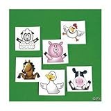 72 FARM ANIMAL/BARNYARD TATTOOS/Cow/DUCK/PIG/SHEEP/HORSE/CHICK/Birthday PARTY FAVORS/6 DOZEN