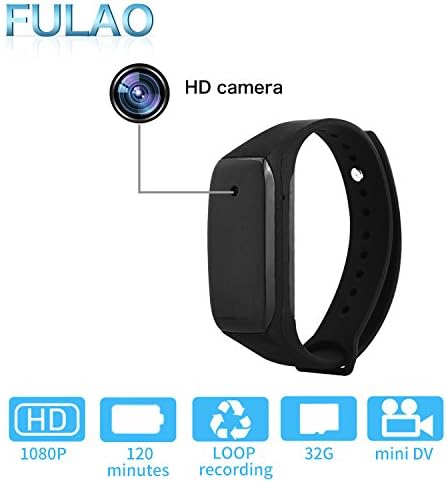 FULAO Spy Camera 1080P HD Wristband Hidden Portable Video Recorder Bracelet Camera