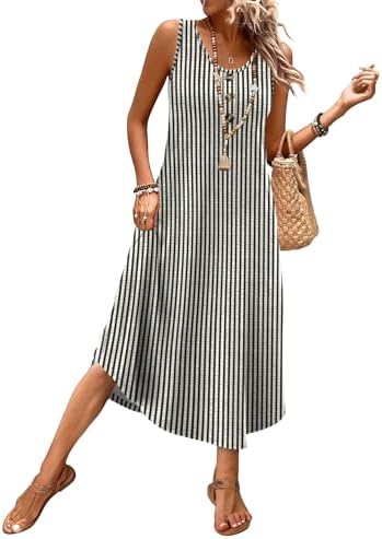 WIHOLL Spring Dresses for Women 2026 Casual Long Maxi Dress 2026 Sleeveless  Sundresses Beach Vacation Swimsuit Coverup Flowy Army Green S at Amazon  Women's Clothing store