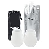 MoiChef Silicone/Flexible Wine Glasses (2) with Premium Carrying Bag & Foldable Wine Bottle (750 ml)