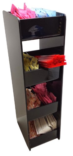 Small Square Coffee Condiment Organizer Rack with 4 Shelves and 8 Compartments Caddy (9004)