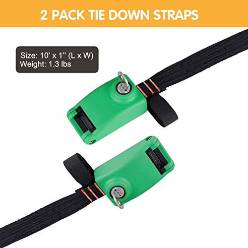 FLYVER Lockable Tie Down Straps, 10FT Reinforced Locking Kayak Straps