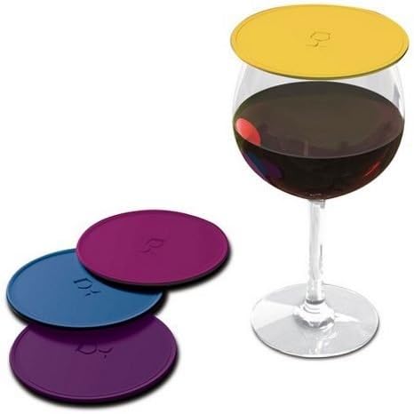 Drink Tops Tap and Seal Outdoor Drinking Glass Cover - Gently Suctions to Glasses to Keep Particles Out & Reduce Splashing - Perfect for Wine Glasses, Coffee & Tea Mugs, Beverage Glasses & More - 4pk