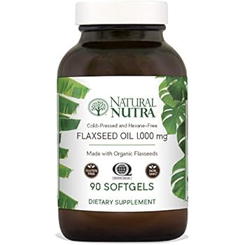 Natural Nutra Organic Flaxseed Oil Softgels, Plant Based Omega 3 6 9, Fatty Acids Supplement (ALA, LA and Oleic Acid), Cold Pressed, 1000 mg, 90 Capsules