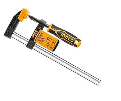 Malfah Enterprises INGCO Heavy Duty Flexible F Clamp with Rubberized Plastic Handle and Surface Protection PVC Cover for Better Grip (6 Inch, 50 x150 mm)