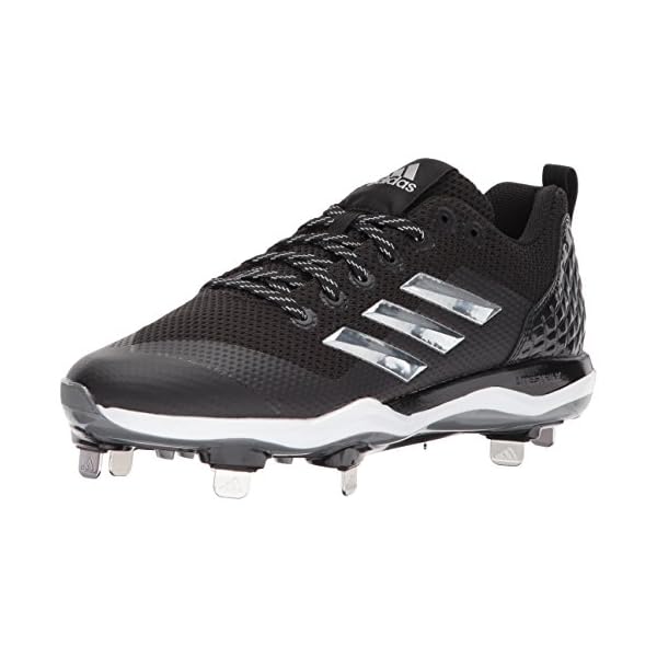 adidas Men’s PowerAlley 5 Softball Shoe, Black/Metallic Silver/White, 9