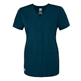 Adar Universal Double Pocket Snap Front Top - 604 - Caribbean Blue - S