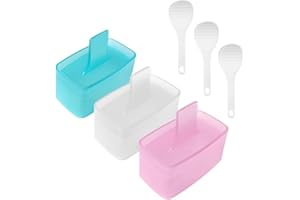 CAASFOOY Sushi Maker Kit, Onigiri Mold, Musubi Maker with Thousand Layer Designs Home DIY Sushi 3 Pack (with 3 Rice Ladles)