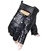 Long Keeper Fingerless Genuine Leather Gloves for Men Half Finger Driving Sport Gloves Black