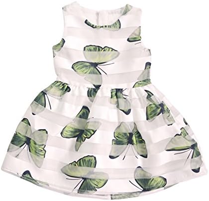 Aikobaby Little Girls' Dress Sleeveless Butterfly Print Princess Summer Dresses 1-6t