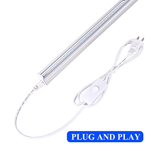 Brillihood T5 Integrated LED Single Light Fixture, 2200lm, 6000K (Bright White) Clear Cover, 20W Utility Shop Light, Kitchen, Ceiling and Under Cabinet Light Tube, US Plug with ON/OFF Switch (10-Pack) - Thumbnail 3