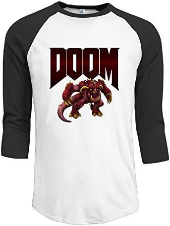 MeGo Shine Men's Doom 3/4 Sleeve T Shirt Black