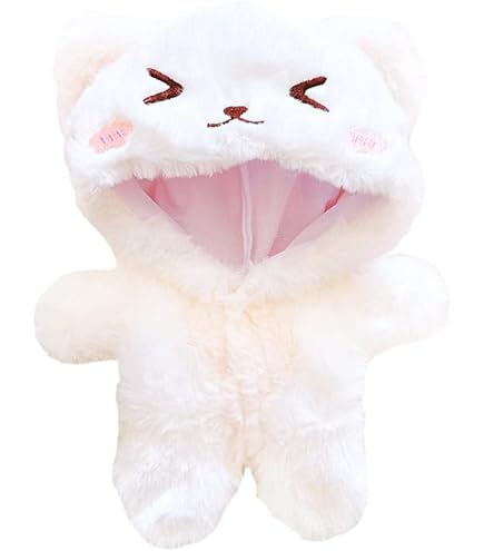 niannyyhouse Vêtements de poupée en peluche de 20 cm, sweat à capuche et lunettes de dessin animé (orange niannyyhouse Vêtements de poupée en peluche de 20 cm, sweat à capuche et lunettes de dessin animé (orange