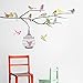 Decowall DW-1202 14 Birds on a Branch Kids Wall Stickers Wall Decals Peel and Stick Removable Wall Stickers for Kids Nursery Bedroom Living Room