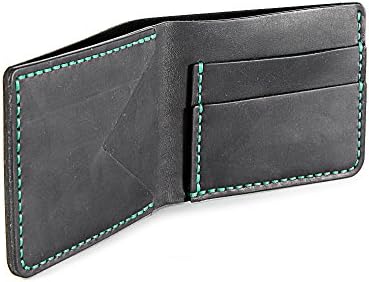 Handmade Full Grain Leather Bifold Slim Front Pocket Wallet Holder for Cash, ID and Cards