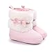 LIVEBOX Baby Boy Girl Boots Newborn Prewalker Toddler Shoes Soft Sole Bow Anti-Slip Warm Winter Infant Snow Boots (L: 12~18 Months, Pink)