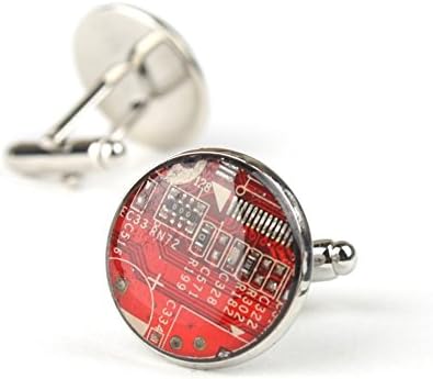 Palladium Luxe Circuit Board Cufflinks (Red)