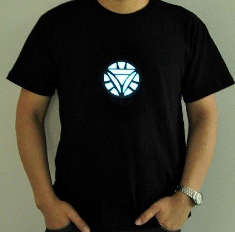 Tony Stark Light-Up Arc Reactor LED Iron Man 2 Black T Shirt---Size M