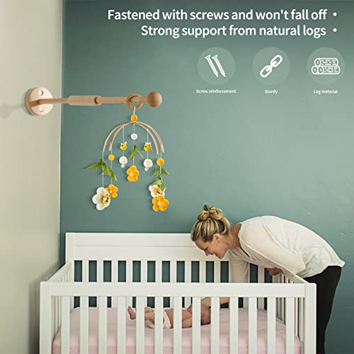 Crib Mobile Arm HBM Wall Mounted Wooden Mobile Arm for Crib Baby