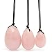 Massage Stones,Charminer Drilled Rose Quartz Jade Egg 3Pcs Set Pelvic Floor Muscles Vaginal Exercise Yoni Egg for Kegel Exercise Health Care for Women