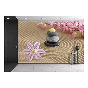 Zen Garden in Sand - Removable Wall Mural | Self-Adhesive Large Wallpaper - 66x96 inches