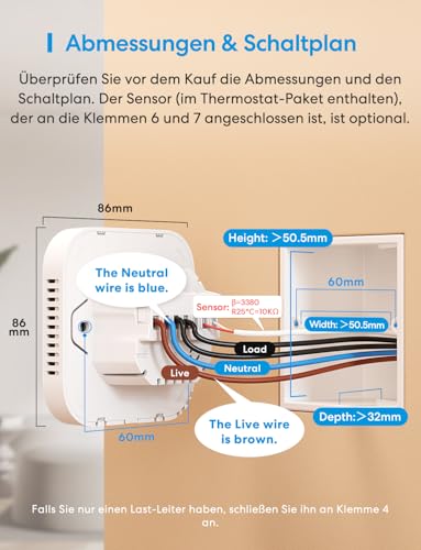 Meross Thermostat Matter Elektrische Heizungsthermostat WLAN Thermostat Heizung Smart Raumthermostat kompatibel mit Apple HomeKit, Home Assistant, Alexa und Google, Sprachsteuerung und Zeitplan 10