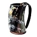 Norse Tradesman XL Viking Drinking Horn Mug - 100% Authentic Beer Horn Tankard With Hardwood Bottom and Ring Engravings | The Eternal, High Polish, approx. 30 oz