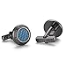 Caperci Men's Contemporary Round Carbon Fiber Tuxedo Shirt Cufflinks, Perfect Fathers Day Gifts for Dad