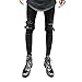 Helisopus Men's Straight Slim Fit Ripped Jeans With Distressed Holes Relaxed Destroyed Denim Pants Black W32