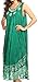Sakkas 15009 - Alexis Embroidered Long Sleeveless Floral Caftan Dress/Cover Up - Sea Green - One Size