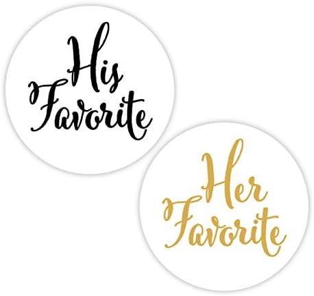 His Favorite & Her Favorite Wedding Stickers, Choose Your Colors, Wedding Favor Stickers (#376-BKGL)