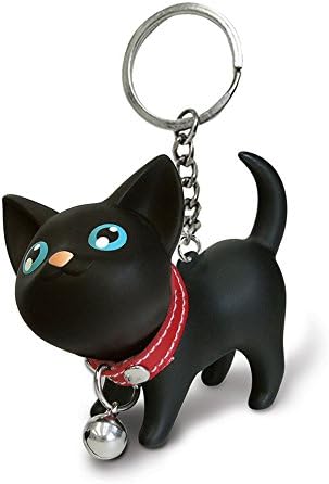 Lucky Kitty Keychain Mini House Key Ring Pendant Strap Connector Wristlet Cord Keychain (Black)