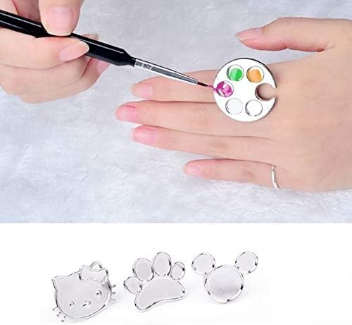 4pcs Mini Manicure Palette Wearable Stainless Nail Art Polish Gel Holder Paint Palette Finger Rings Nail Art Tools