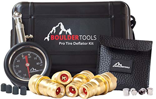 Boulder Tools Tire Deflators and 80 PSI Tire Pressure Gauge - Adjustable, Automatic for car, Truck, Motorcycle