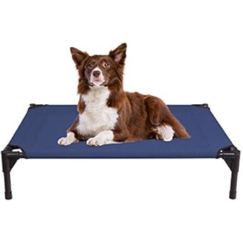 Veehoo Cooling Elevated Dog Bed, Portable Raised Pet Cot with Washable & Breathable Mesh, No-Slip Rubber Feet for Indoor & Outdoor Use, Medium, Blue