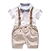 Singleluci Kids Baby Boys Gentleman Summer Bowtie Short Sleeve Shirt+Suspenders Shorts Set (White, 12-24 Months)