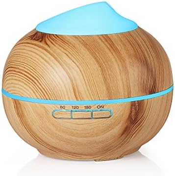 Cairondin Essential Oil Diffuser, 200ml Wood Grain Aromatherapy Diffuser Waterless Auto Shut Off, Ultrasonic Cool Mist Humidifier for Bedroom Home Office Baby Room Spa, 7 Color Lights Changing
