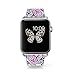 Apple Watch Band+adapter 38mm Stainless Steel Silver Metal Replacement Strap Wrist Band for iPhone Watch 38mm (100% Leather Black and pink floral pattern cashew)