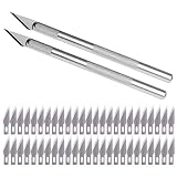 WA Portman Precision Craft Knife Set - 2 High Grade Sharp Hobby Knives with 50 Premium Steel Replacement Blades - Great Exacto Knives for Crafts Model Kits Paper Cardboard Plastic Fabric Wood Leather
