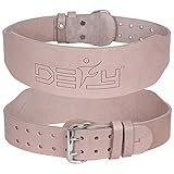 DEFY Genuine Leather Adjustable Weightlifting Belt Heavy Duty Bodybuilding Belt Crossfit Training Belt Powerlifting Gym Belt Single Piece with Steel Buckle Natural Color