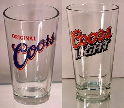 Coors Brewing Company Pint Glasses - Four Glasses - Coors Original and Coors Light