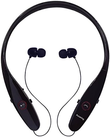 Wireless Bluetooth Headphones, Accering Sports V4.1 Stereo Bluetooth Headset Running Neckband with Retractable for iPhone/Mac and Android Cell Phones - Black