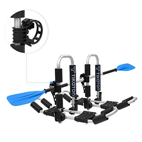 Kayak Roof Rack for 2 Kayaks, Tikaton Foldable Kayak Car Rack with 4pcs
