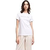 Armani Exchange Womens Crewneck Regular Fit Rhinestone and Metallic Logo Tee