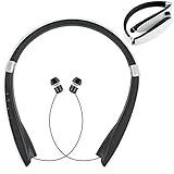 Bluetooth Headphones VICTA Bluetooth Headsets Wireless Stereo Headphones Neckband with Retractable Earbuds for iPhone/Samsung/Sony/iPad and other Bluetooth Device (991 WHITE)