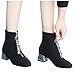 Women’s Wide Width Ankle Booties | Ladies Stylish Faux Suede Shiny Chunky Low Heel Boots with Front Zip | Causal Pointed Toe Bootthumb 2