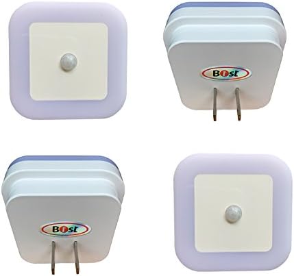 Kids Night light,B1ST LED Plug in Lamp 0.5W Offset Plug Prong with Smart Auto ON/OFF Sensor Fireproof Material Soft Brightness for Kids Baby Nursery Bedroom White Pack of 4