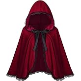 AGCOAH Little Red Riding Hood Cape Velvet Cloak for Halloween Cosplay Party