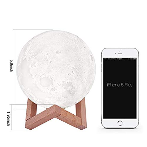image for Moon Lamp, LOGROTATE 3D Print LED 16 Colors RGB Moon Light, Decorative