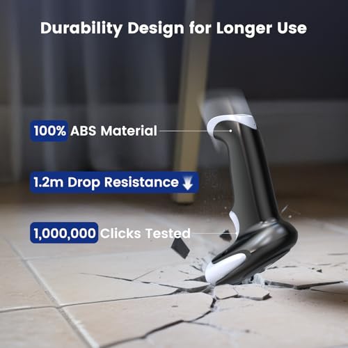 Eyoyo Wireless Barcode Scanner: 2.4G Wireless & USB Wired Connection, Ergonomic Handheld Barcode Scanner Reader for 2D/1D QR Codes, Automatic Fast and Accurate Scanning on Phone, Laptop, Tablet